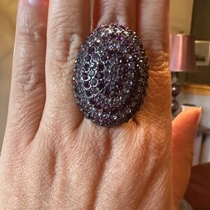 NEW! Art Deco Amethyst CZs Stretch Cocktail Band